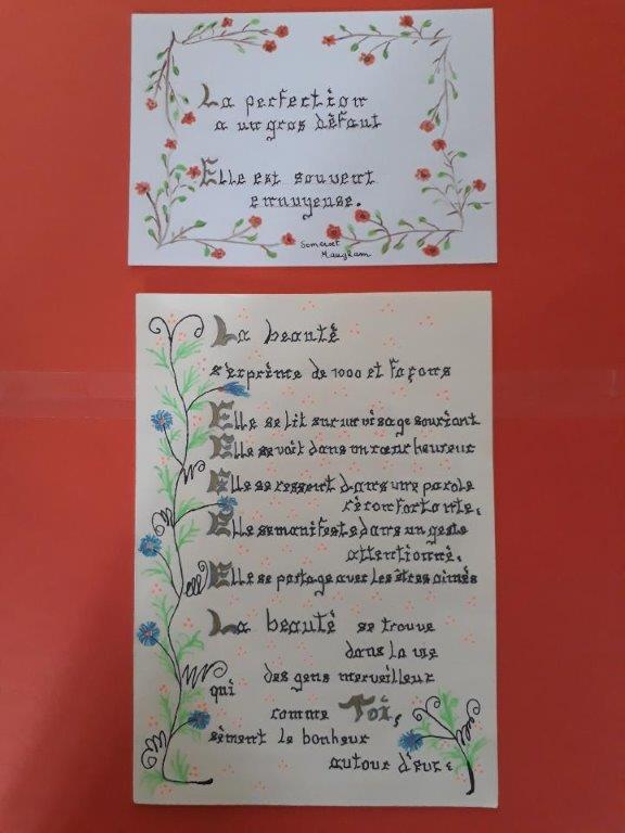 Calligraphie reprise jeudi 26 septembre 2024